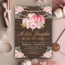 Little Pumpkin Pink Gold Floral Wood Baby shower