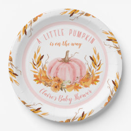 Little Pumpkin Pink Herfst Girl Baby shower Papieren Bordje