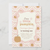 Little Pumpkin Pink Preppy Coquette 1e verjaardag Kaart (Voorkant)