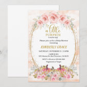 Little Pumpkin Pink Pumpkin Flowers Baby shower Kaart (Voorkant / Achterkant)