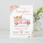 Little Pumpkin Pink Rustic Truck Baby Meisje Douch Kaart (Staand voorkant)