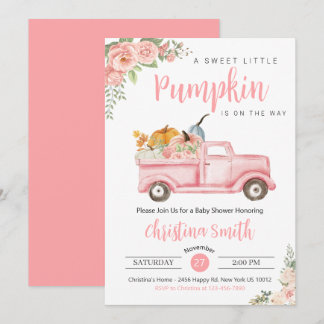Little Pumpkin Pink Rustic Truck Baby Meisje Douch Kaart