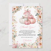 Little Pumpkin Pink Stack Herfst Floral Baby showe Bedankkaart (Voorkant)