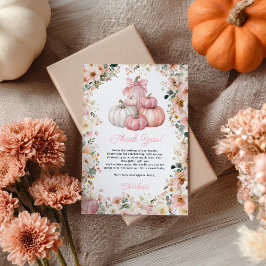 Little Pumpkin Pink Stack Herfst Floral Baby showe Bedankkaart