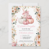 Little Pumpkin Pink Stack Herfst Floral Baby showe Kaart (Voorkant)