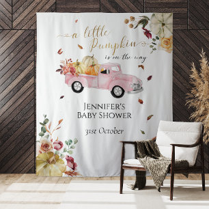 Little Pumpkin Pink Truck Baby shower Achtergrond Wandkleed