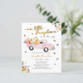 Little Pumpkin Pink Truck Baby shower Uitnodiging (Staand voorkant)