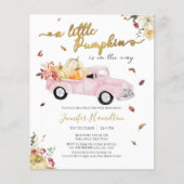 Little Pumpkin Pink Truck Baby shower Uitnodiging (Voorkant)