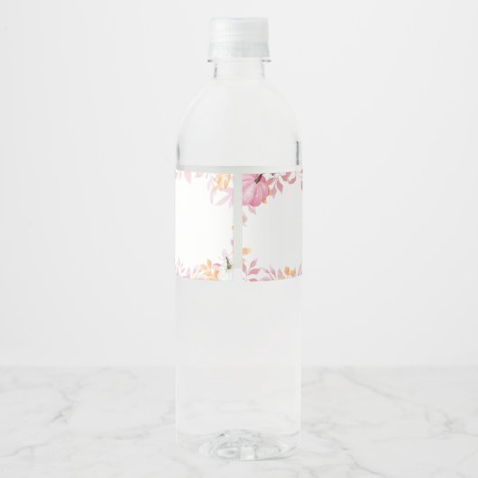 Little Pumpkin Pink Truck Fall Baby Shower Waterfles Etiket (Achterkant)