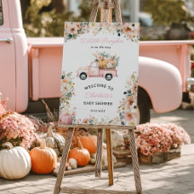 Little Pumpkin Pink Truck Herfst Floral Baby showe