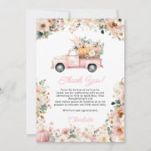 Little Pumpkin Pink Truck Herfst Floral Baby showe Bedankkaart (Voorkant)