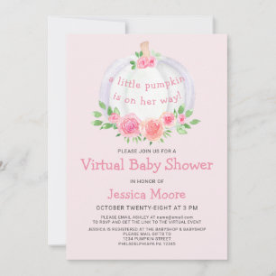 Little Pumpkin Pink Virtual Baby shower Invitation Kaart