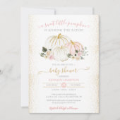 Little Pumpkin Pink White Gold Girl Baby shower Kaart (Voorkant)