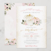 Little Pumpkin Pink White Gold Girl Baby shower Kaart (Voorkant / Achterkant)