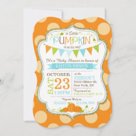 Little Pumpkin Polka-stippen Baby shower Invitatio Kaart
