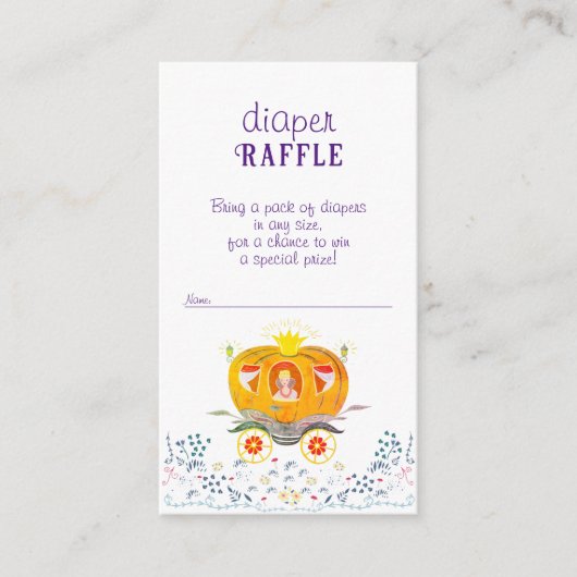 Little Pumpkin Princess Luier Raffle Baby shower Informatiekaartje (Voorkant)