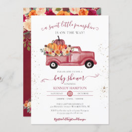 Little Pumpkin Red Herfst Pickup Truck Baby shower Kaart