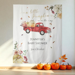 Little Pumpkin Red Truck Baby shower Achtergrond Wandkleed