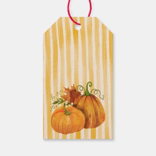 Little pumpkin retro stripes baby shower favor cadeaulabel (Achterkant)