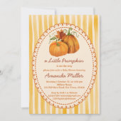 Little pumpkin retro stripes baby shower kaart (Voorkant)