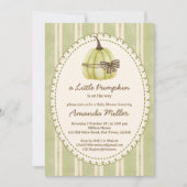 Little pumpkin retro stripes baby shower kaart (Voorkant)