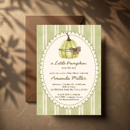 Little pumpkin retro stripes baby shower kaart