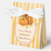 Little pumpkin retro stripes baby shower monogram bedankdoosjes (Voorkant)