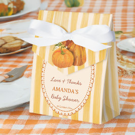 Little pumpkin retro stripes baby shower monogram bedankdoosjes