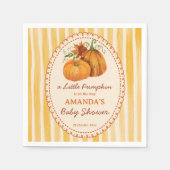 Little pumpkin retro stripes baby shower monogram servet (Voorkant)