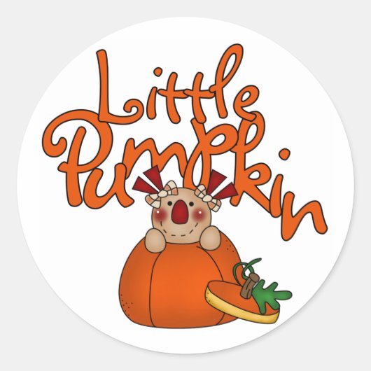 Little Pumpkin Ronde Sticker (Voorkant)