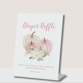 Little Pumpkin Roze Baby shower Luier Raffle Reclamebord Met Voetstuk