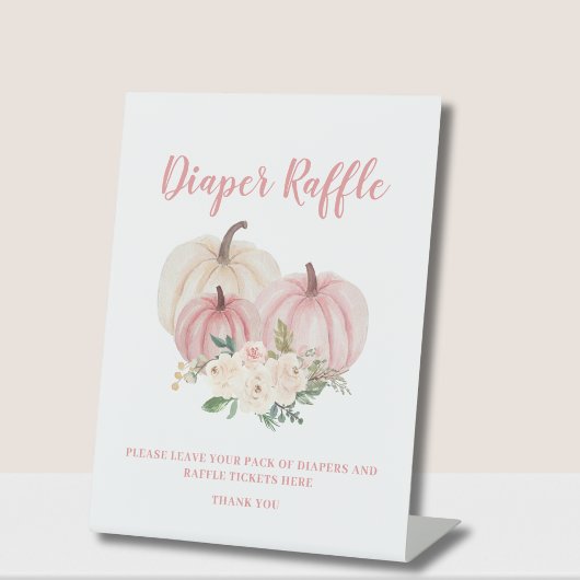 Little Pumpkin Roze Baby shower Luier Raffle Reclamebord Met Voetstuk