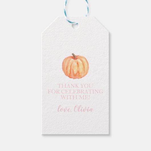 Little Pumpkin roze eerste verjaardag cadeau label Cadeaulabel (Voorkant)