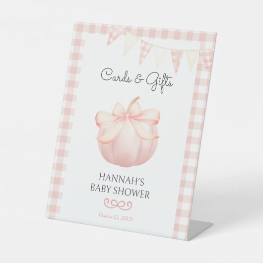 Little Pumpkin Roze Kaarten & Geschenken Baby show Reclamebord Met Voetstuk (Voorkant)