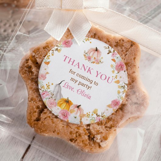 Little Pumpkin Roze Verjaardag Classic Ronde Stick Ronde Sticker