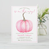 Little Pumpkin Roze waterverf Meisje Baby shower Kaart (Staand voorkant)