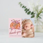 Little Pumpkin Rustic Autumn Baby shower Dank u Briefkaart (Staand voorkant)