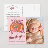 Little Pumpkin Rustic Autumn Baby shower Dank u Briefkaart (Voorkant / Achterkant)