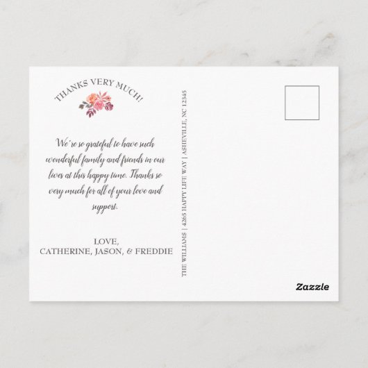 Little Pumpkin Rustic Autumn Baby shower Dank u Briefkaart (Achterkant)