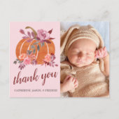Little Pumpkin Rustic Autumn Baby shower Dank u Briefkaart (Voorkant)