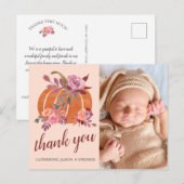 Little Pumpkin Rustic Autumn Baby shower Dank u Briefkaart (Voorkant / Achterkant)