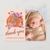 Little Pumpkin Rustic Autumn Baby shower Dank u Briefkaart (Voorkant)