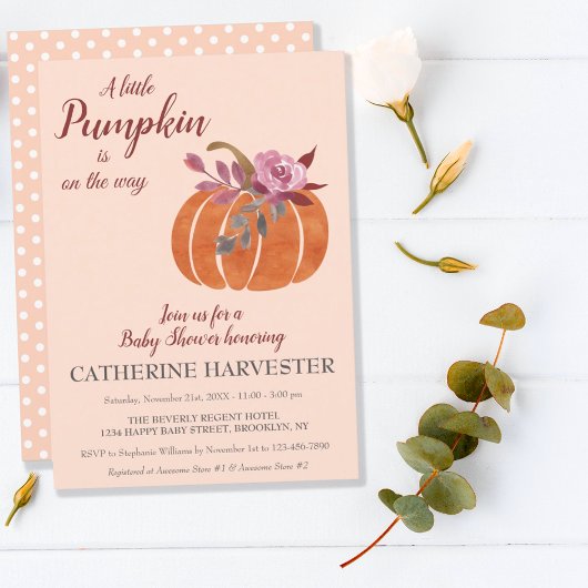 Little Pumpkin Rustic Autumn Baby shower Kaart