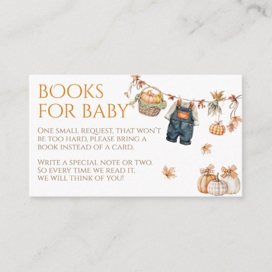 Little Pumpkin Rustic Baby Shower Book Request Informatiekaartje (Voorkant)
