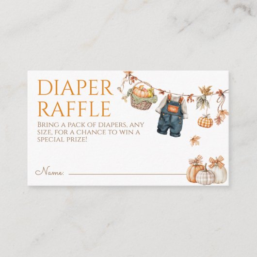 Little Pumpkin Rustic Baby Shower Diaper Raffle Informatiekaartje (Voorkant)