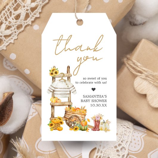 Little Pumpkin Rustic Baby shower Favorietentjes Cadeaulabel