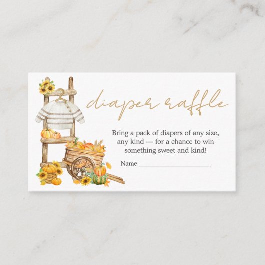 Little Pumpkin Rustic Baby shower Luier Raffle Informatiekaartje (Voorkant)