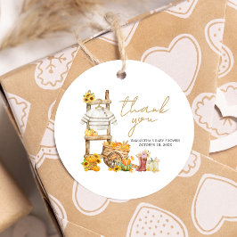 Little Pumpkin Rustic Baby shower Round Bedankjes Labels