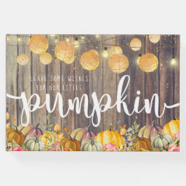 Little Pumpkin Rustic Barnwood Autumn Baby shower Gastenboek