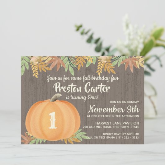 Little Pumpkin Rustic Birthday Kaart (Staand voorkant)